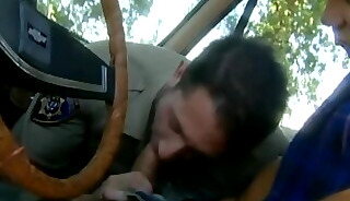 Beefy Cop sucks cock