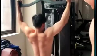 Two Chinese Muscle Man Workout with Sexy Tights 12