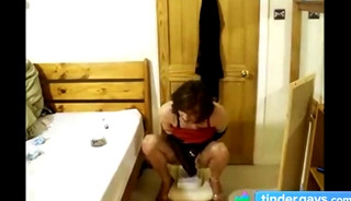 Soft sissy Sadie in short red dress