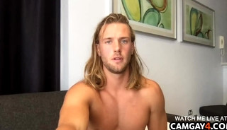Hot blond guy jerking off