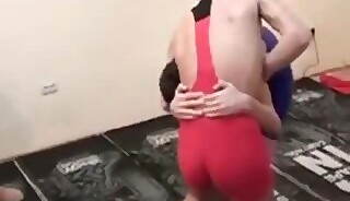 Guy helps 2 friends cum after wrestling with handjobs and cumshots