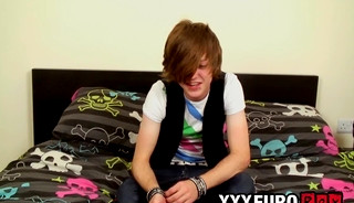 Euro twink uses a toy to help him release his massive load