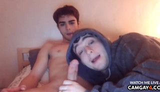 Sucking her boyfriend's ass and dick in bed