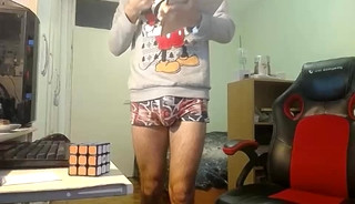 Big boy playing with his massive bulge