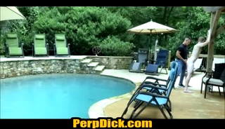 Perp barebacked poolside by a hung cop