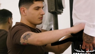 Bastian Karims face covered with Rico Vegas hot DILF jizz