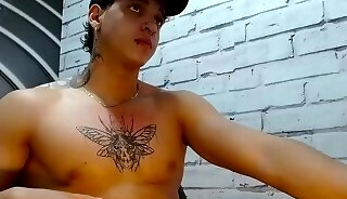 colombian muscle hunk jerking