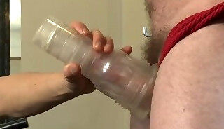 Loudmouth bodybuilder with a fat cock gets edged against his will