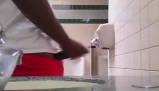 Busted jerking off in public restroom