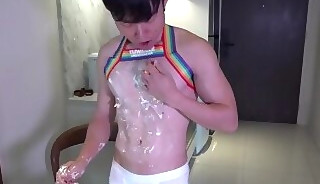 He loves nipple play😎👅 with lots of cream 🍶and strawberry🍓 over his sexy lean body!