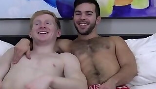 Bareback fucking with sexy pale dude and his tanned buddy