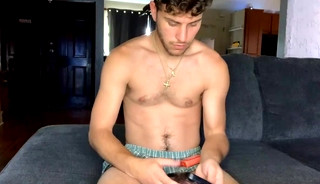 Hot Guy Shows His Hairy Ass and Jerks-off on the Couch
