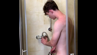 Skinny Boy with Big Dick take Warm Shower / Boy / Uncut / College /