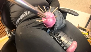 Masturbating with 10 needles in my dick, stretching balls and sounding until i cum