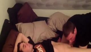 Blowjob and helping cum a friend after school