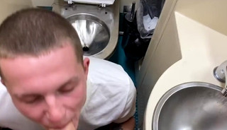 Gave a guy a blowjob on a toilet train
