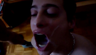 Amateur boy swallows multiple loads