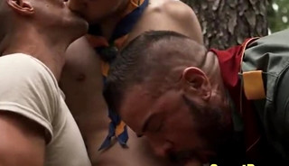 Hairless Boy dominated by two daddies in the forest
