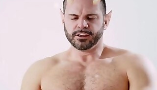 Horned hunky daddy drills ass of a poor little gay twink