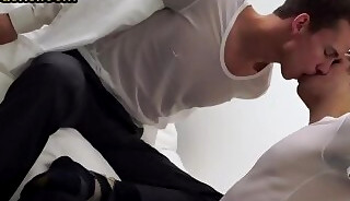 Uniformed twink assfucked after rimming by top roommate