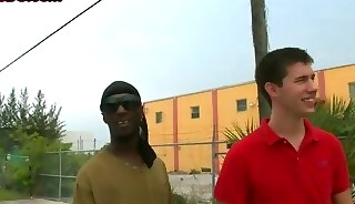 Dickloving Ebony bottom public fucked outdoor by IR stud