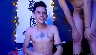 Three friends toying their cock on camera