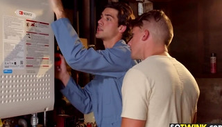 Hunk handyman fulfills married young twinks gay fantasy