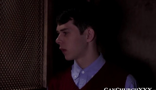Daddy seduces twink into hard forbidden church barebacking