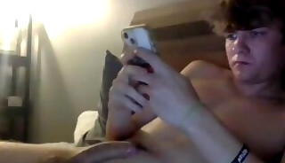 Slim boy jerking off