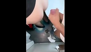 Mutual dick-sucking in the toilet and train vestibule