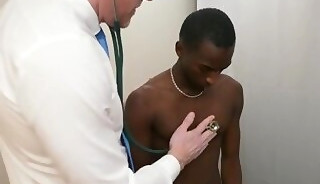 Tiny black twink assfucked by hairy torso DILF doctor