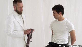 Mormon boy barebacked by bearded elder after serious blowjob