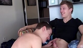 Jockstrap stud assfucked by top BF at home after dickblowing