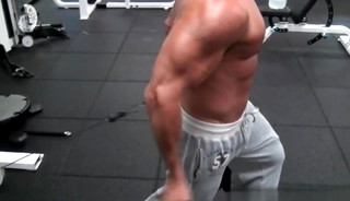 Muscle bodybuilder dildo with cumshot