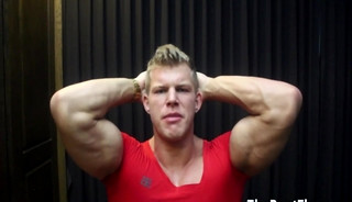 Muscle guy muscle teasing with his big cock