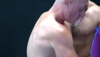 Horny bottom takes on three sexy studs with huge dicks