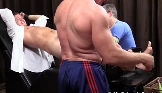 Restrained Businessman Tickle Tormented by Dominant Guys