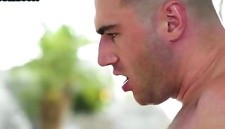 Outdoor tattooed and handsome studs enjoy bareback anal