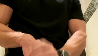 Johnny sins jerking his big cock in the toilets