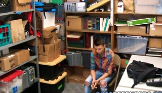 Barebacked teenage thief sucks cock