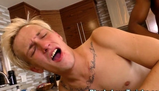 Dude rides ebony dick and cums