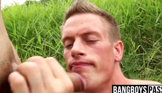 Blonde dude barebacked after sucking dick outdoors