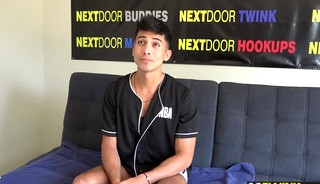 Latino twink questioned and masturbated for an audition