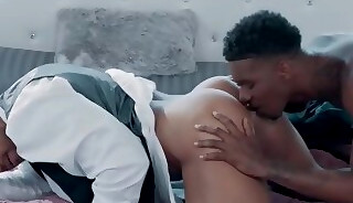 Tattooed stud gets facial after interracial pounding