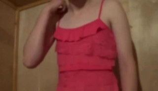 Twink crossdresser in pink