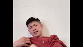 Japanese guy thick uncut cock shoots sperm