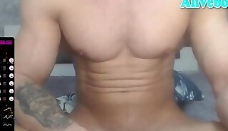 Athletic daddy with tattoos and sexy ass strokes dick on webcam
