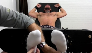 Bound Inked Stud Tickle Tormented all over his Body and Feet