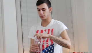 Masseur rides fat dick bareback and gets jizz