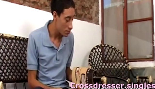 Having hot phone sex while crossdressing